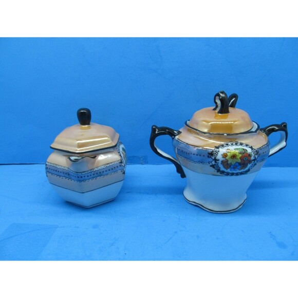 Noritake Morimura Hand Painted Sugar Bowl And Creamer Set - Picture 3 of 12